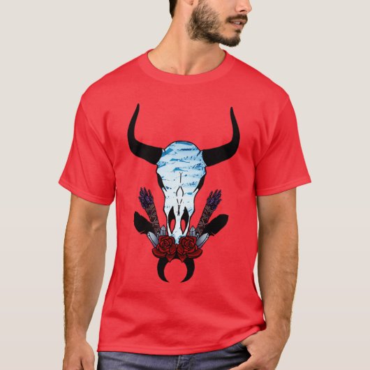 牛の頭蓋骨 Tシャツ (正面)