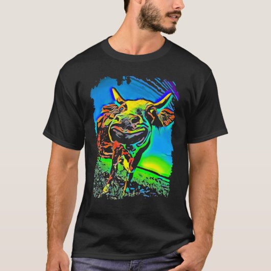 牛の顔のポップアート Tシャツ (正面)