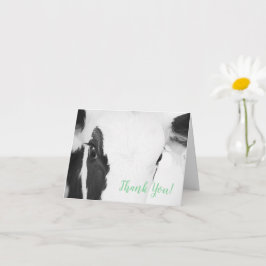 牛の顔クローズアップ赤ちゃんシャワーサンキューカード緑 カード