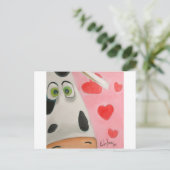 牛の顔ハートかわいいバレンタイン写真 シーズンポストカード (スタンド正面)