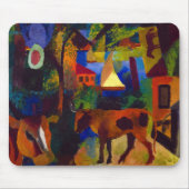 牛の風景， 1914 by 威厳がある Macke マウスパッド (正面)