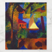 牛の風景， 1914 by 威厳がある Macke ワインラベル (シングルラベル)