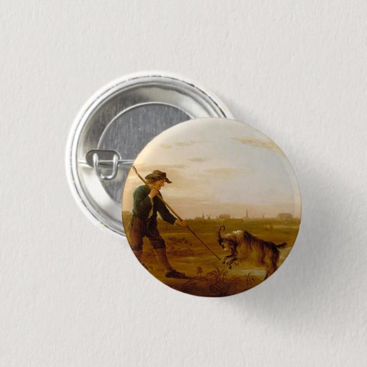 牛の風景Aelbert Cuyp 缶バッジ (正面&裏面)