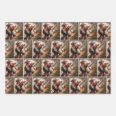 牛の飼料置き場のカウボーイ帽を飾ったクリスマスツリー ラッピングペーパーシート (正面3)