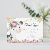 牛の養殖動物の赤ちゃんシャワーサンキューカード サンキューカード (スタンド正面)