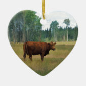 牛の馬と牛の牧場 セラミックオーナメント (正面)