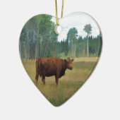 牛の馬と牛の牧場 セラミックオーナメント (左)