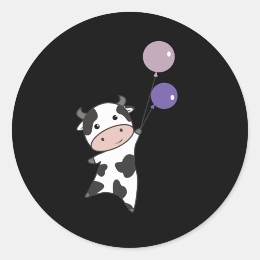 牛の馬の豚ファームかわいい動物子供へ ラウンドシール (正面)