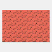 牛の魚の水動物のパターンオレンジ赤紫 ラッピングペーパーシート (正面2)