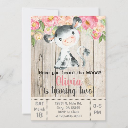 牛の鳴き声の招待状聞いたことある？ 招待状 (正面)