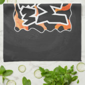 牛の黒とオレンジの野生の私 キッチンタオル (折り畳み)