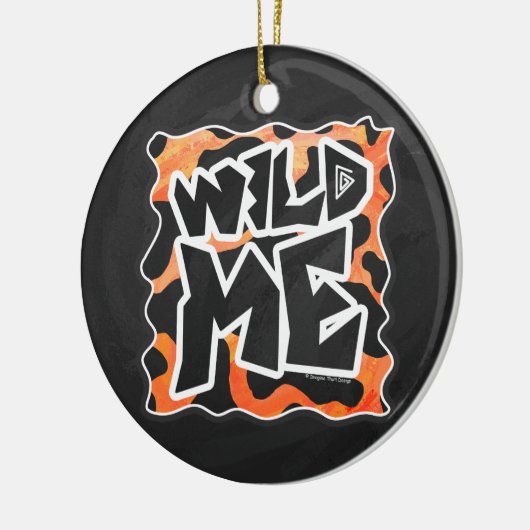 牛の黒とオレンジの野生の私 セラミックオーナメント (左)