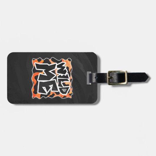 牛の黒とオレンジの野生の私 ラゲッジタグ (正面横)