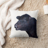 牛の黒と白のピロー写真アート クッション (ブランケット)