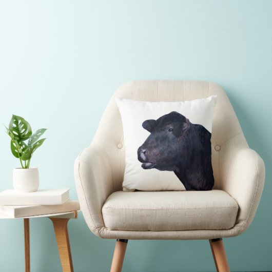 牛の黒と白のピロー写真アート クッション (椅子)