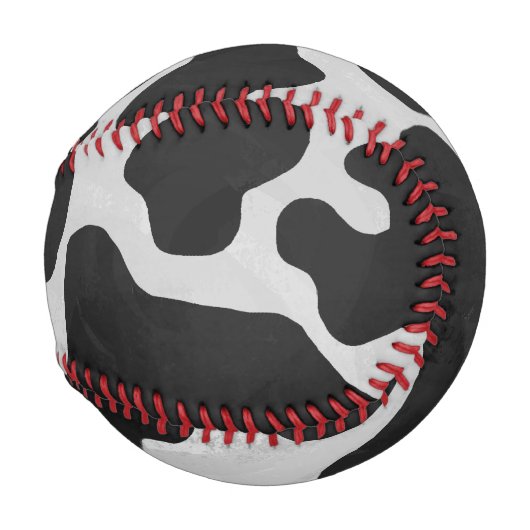 牛の黒と白のプリント 野球ボール (裏面左)