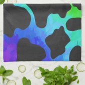 牛の黒と虹の贈り物 キッチンタオル (折り畳み)