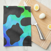 牛の黒と虹の贈り物 キッチンタオル (四つ折り)