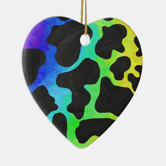 牛の黒と虹の贈り物 セラミックオーナメント (右)