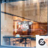 牛の鼻をなめる ウィンドウサイン (カフェ窓)