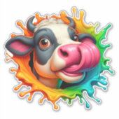 牛の鼻をなめる シール (正面)