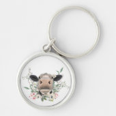 牛の鼻キス花の水色の灰色の農業動物 キーホルダー (正面)