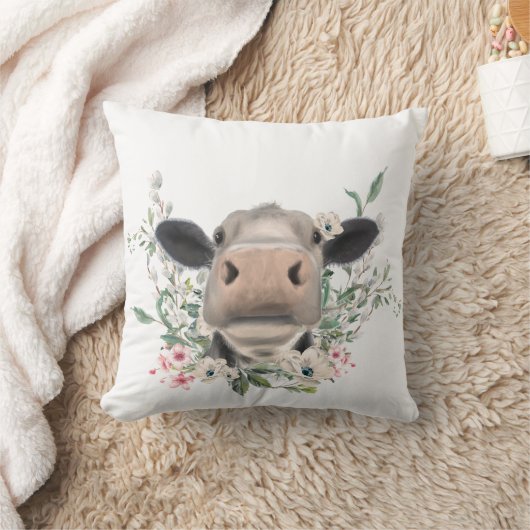 牛の鼻キス花の水色の灰色の農業動物 クッション (ブランケット)