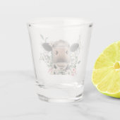 牛の鼻キス花の水色の灰色の農業動物 ショットグラス (裏面)