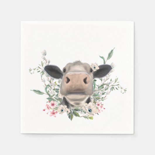 牛の鼻キス花の水色の灰色の農業動物 スタンダードカクテルナプキン (正面)