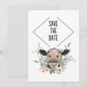 牛の鼻キス花の水色の灰色の農業動物 セーブザデート (正面/裏面)