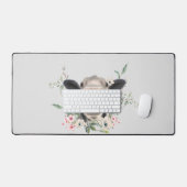 牛の鼻キス花の水色の灰色の農業動物 デスクマット (キーボード&マウス)