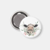 牛の鼻キス花の水色の灰色の農業動物 マグネット (正面/裏面)