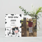 牛の1歳誕生日男の子誕生日写真招待状 招待状 (スタンド正面)