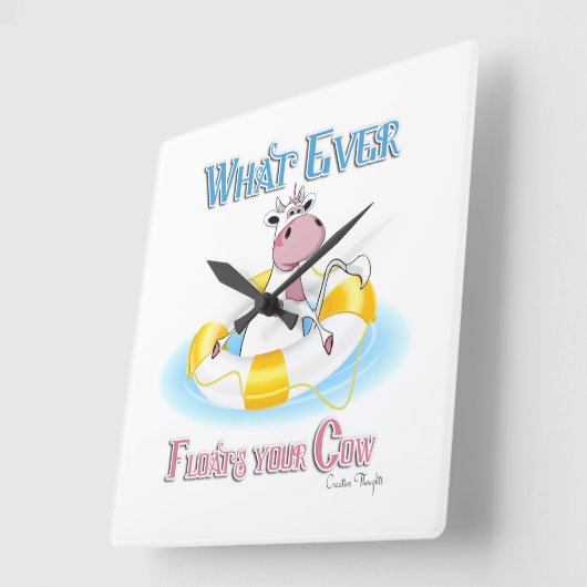 牛の2 スクエア壁時計 (傾斜)