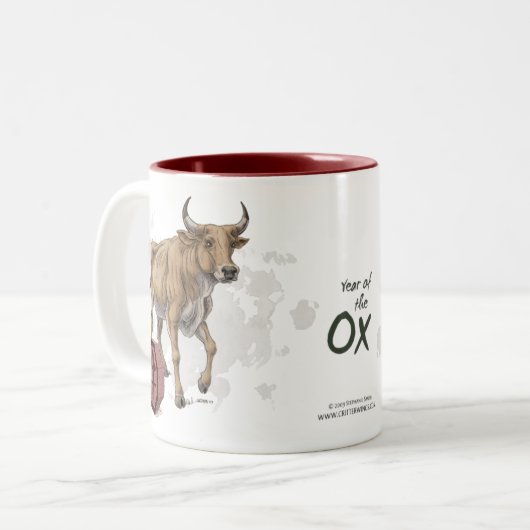 牛の〔占星術の〕十二宮図の年中国の ツートーンマグカップ (正面左)