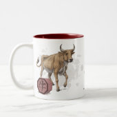 牛の〔占星術の〕十二宮図の年中国の ツートーンマグカップ (左)
