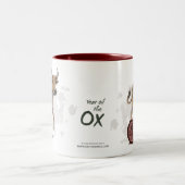 牛の〔占星術の〕十二宮図の年中国の ツートーンマグカップ (中央)