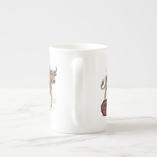 牛の〔占星術の〕十二宮図の年中国の ボーンチャイナマグカップ (裏面)