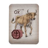 牛の〔占星術の〕十二宮図の年中国の マグネット (縦)