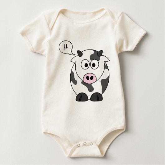 牛はμを言います ベビーボディスーツ (正面)