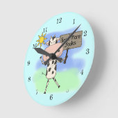 牛はより多くの本を読みました ラウンド壁時計 (傾斜)