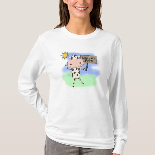 牛はより多くの本を読みました Tシャツ (正面)