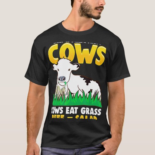 牛はサラダ食のジョーク Tシャツ (正面)