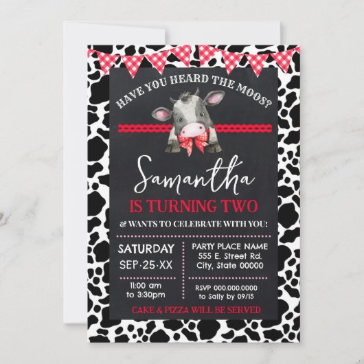 牛はモースファーム誕生日を聞いたことがある 招待状 (正面)