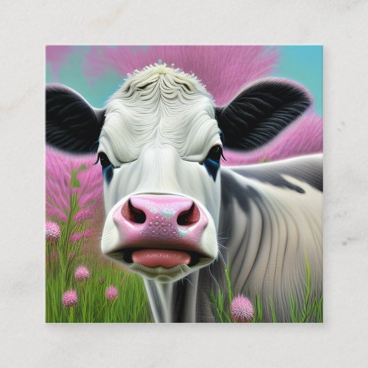 牛は一般的に飼われている家畜化された哺乳類である スクエア名刺 (正面)