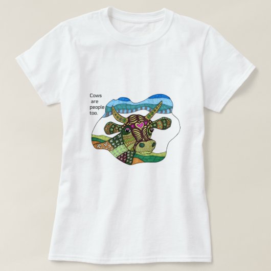 牛は人々ですも! Tシャツ (デザイン正面)