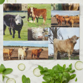 牛は写真コラージュを生み出し キッチンタオル (折り畳み)