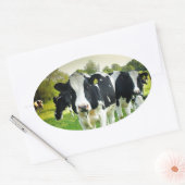 牛は凝視するのが大好き 楕円形シール (封筒)