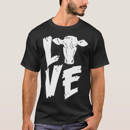 牛は動物の牛酪農家を愛しています Tシャツ (正面)