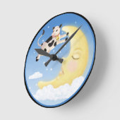 牛は月から飛び降りた ラウンド壁時計 (傾斜)